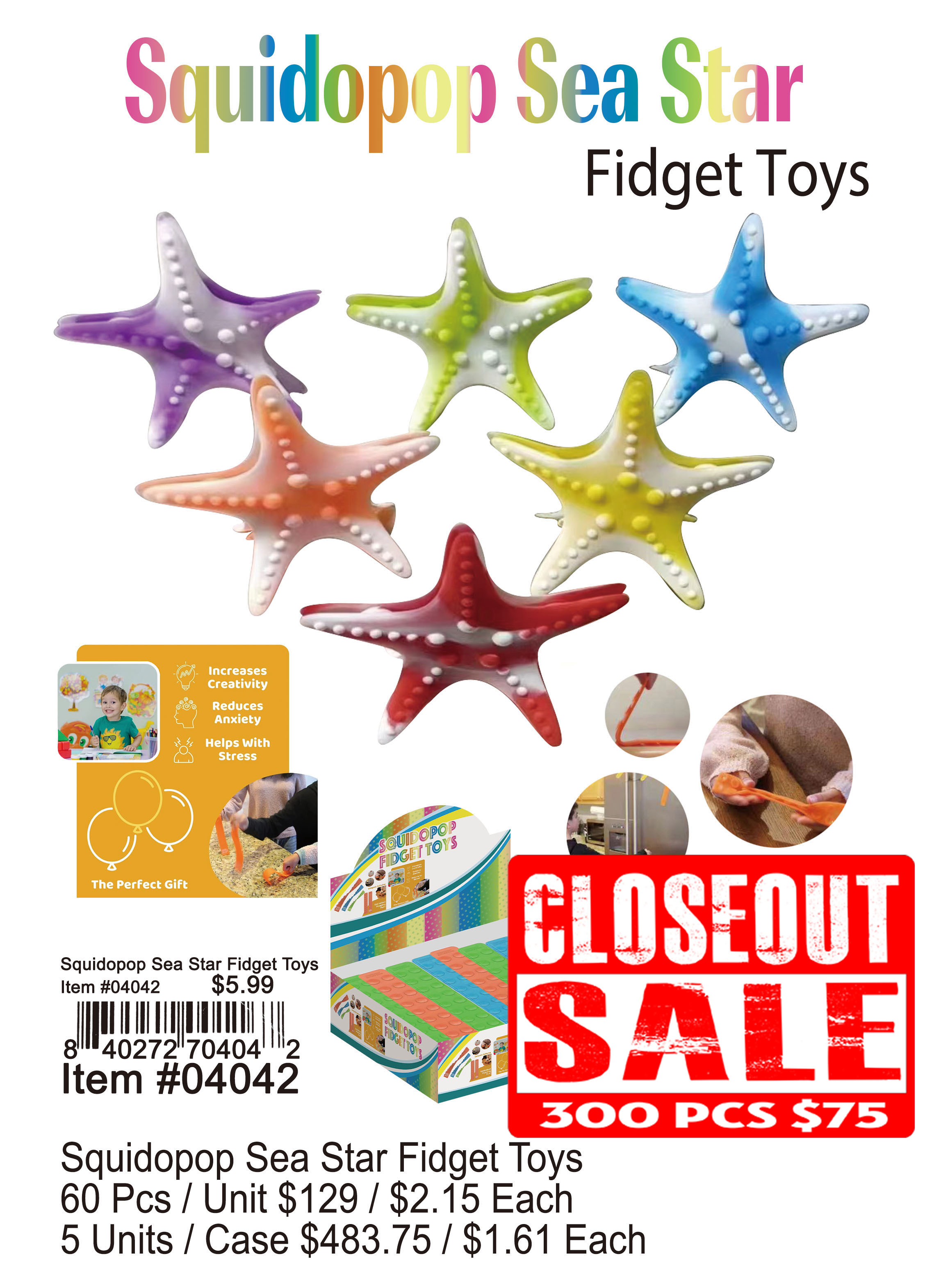 Squidopop Sea Star Fidget Toys (CL)